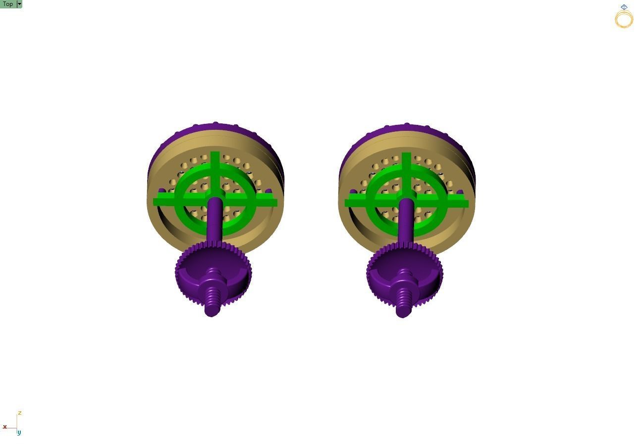 Custom Round Shape Ice-out Diamond Studs - Unisex Earrings 12mm 3D print model_9