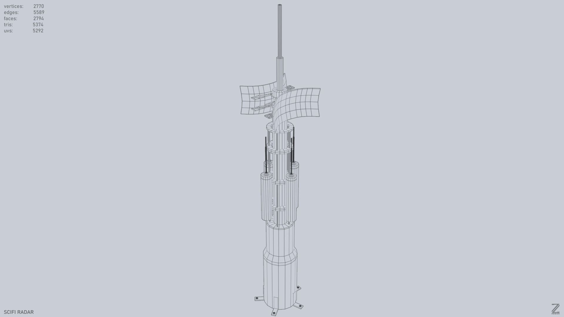 Scifi radar Low-poly 3D model_15