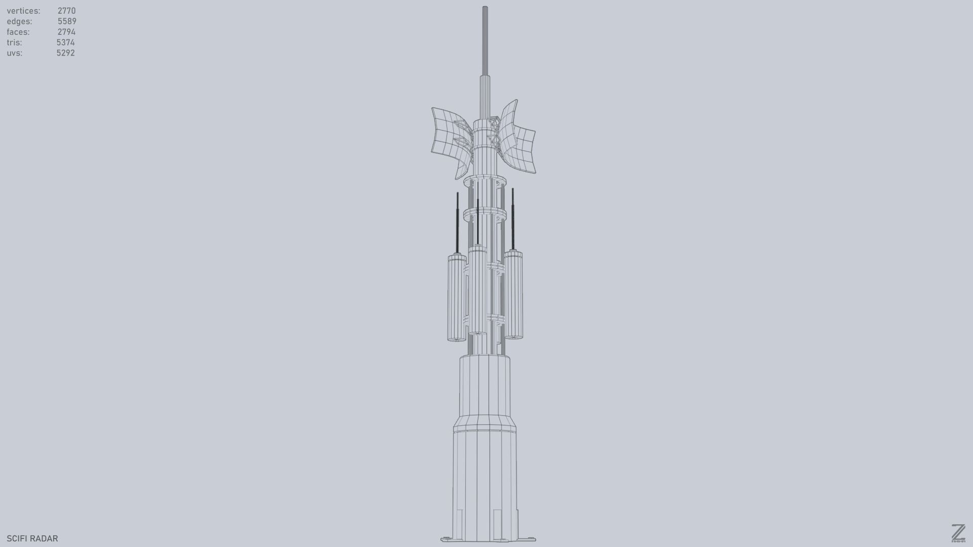 Scifi radar Low-poly 3D model_14