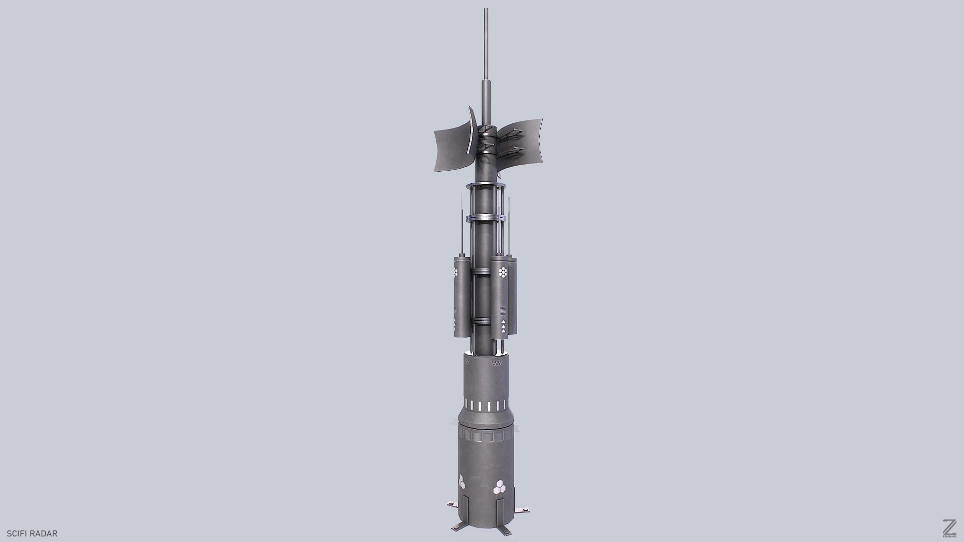 Scifi radar Low-poly 3D model_7