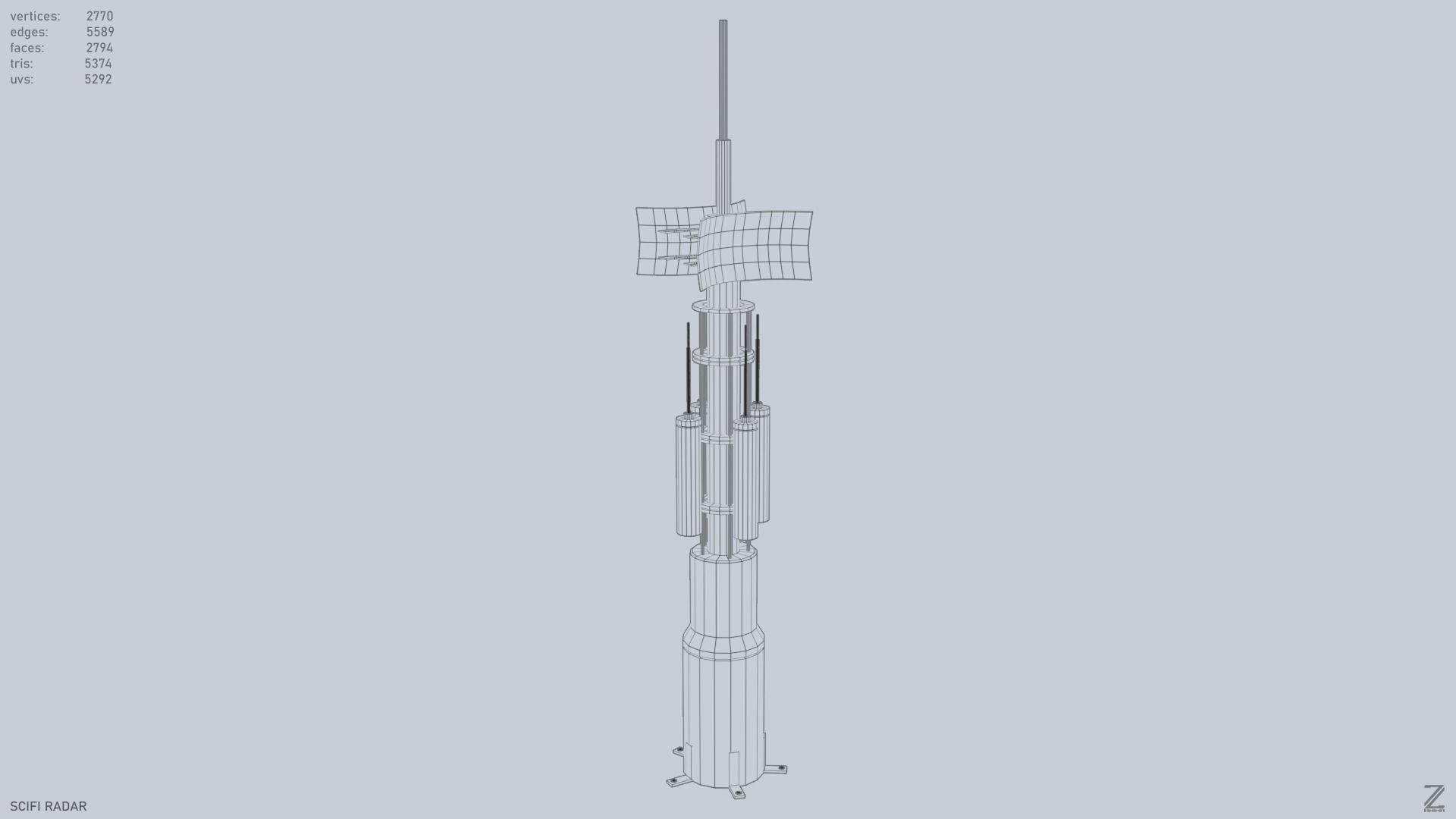 Scifi radar Low-poly 3D model_9