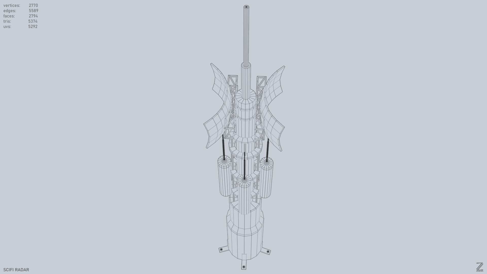 Scifi radar Low-poly 3D model_12