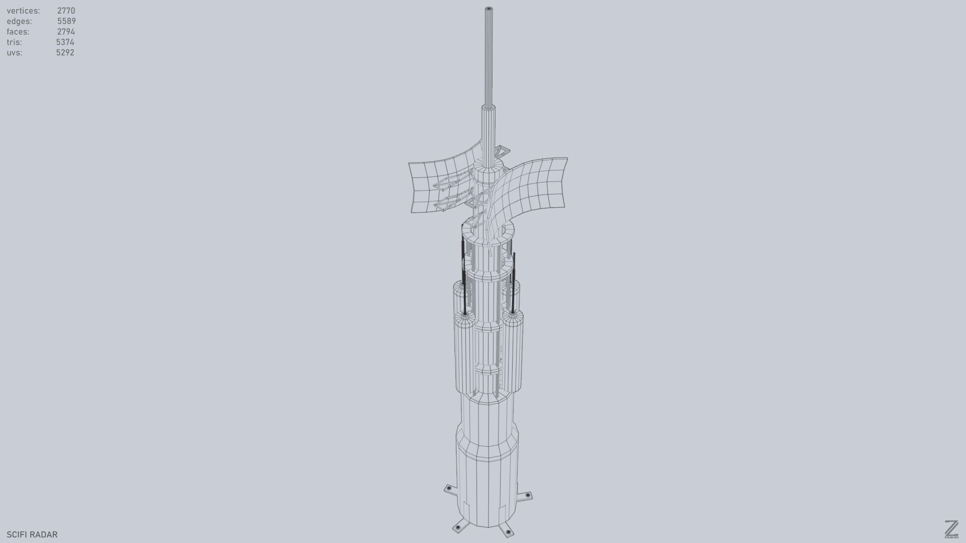 Scifi radar Low-poly 3D model_10