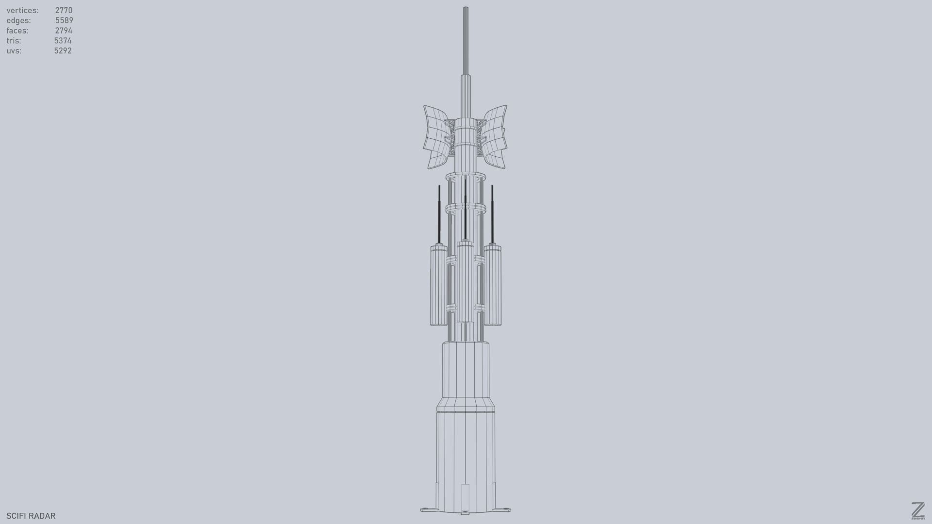 Scifi radar Low-poly 3D model_11