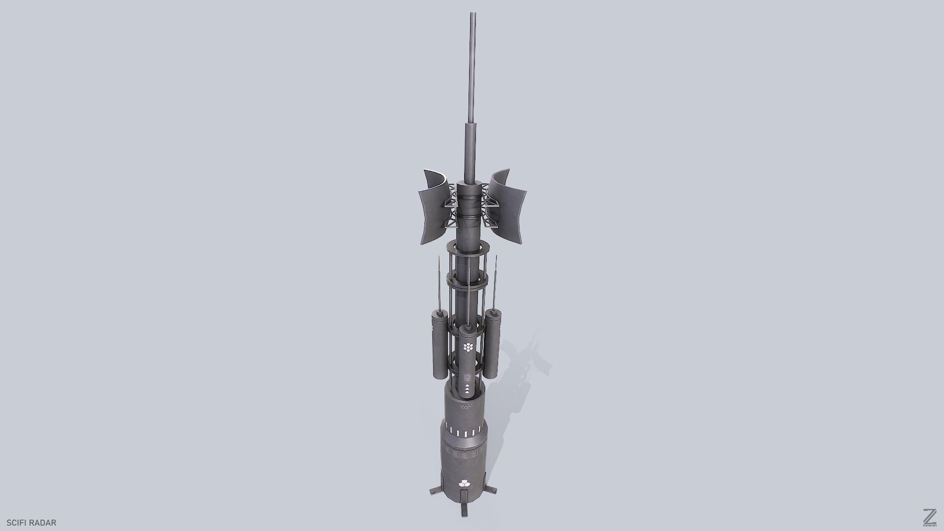 Scifi radar Low-poly 3D model_4