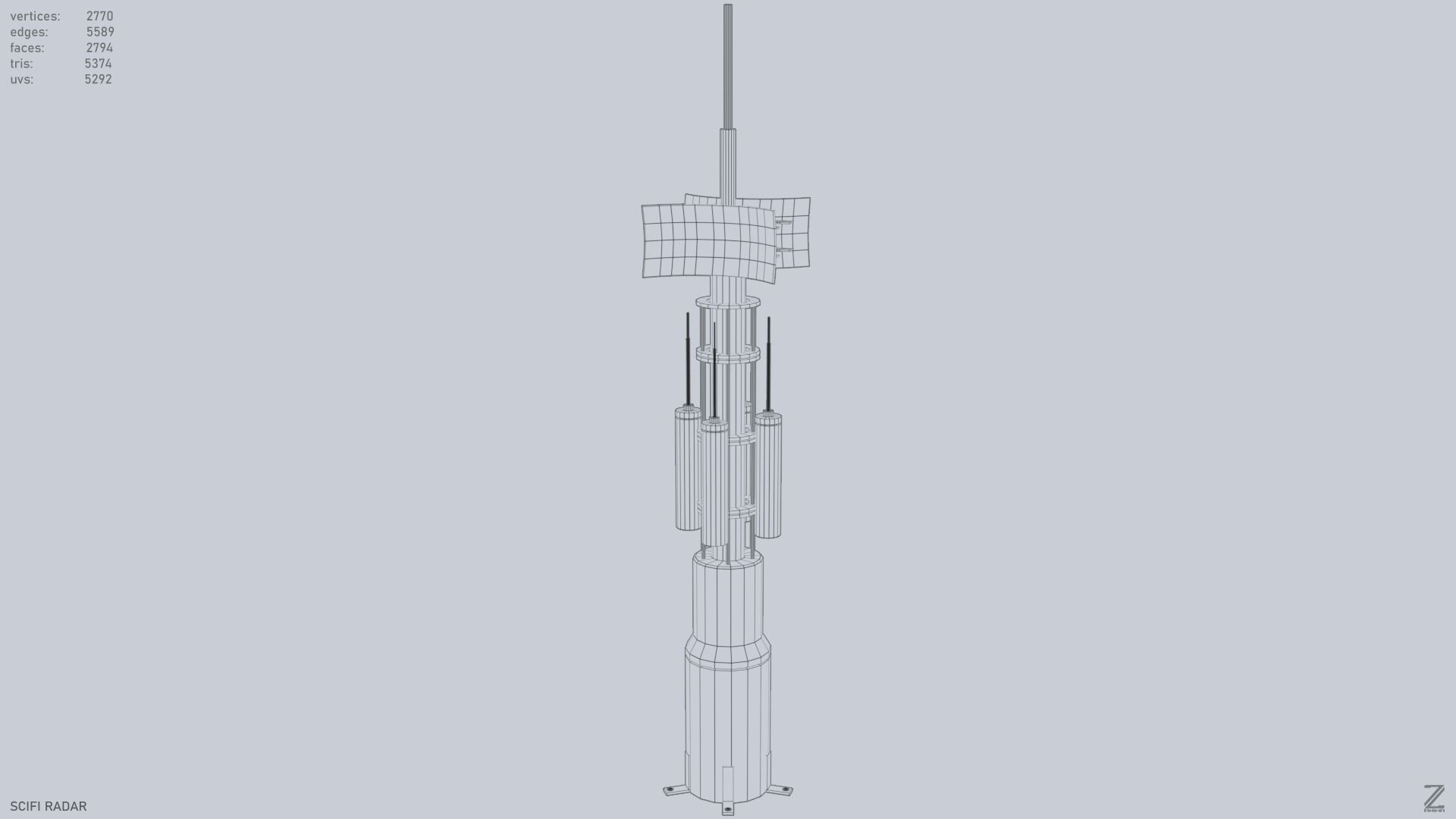 Scifi radar Low-poly 3D model_13