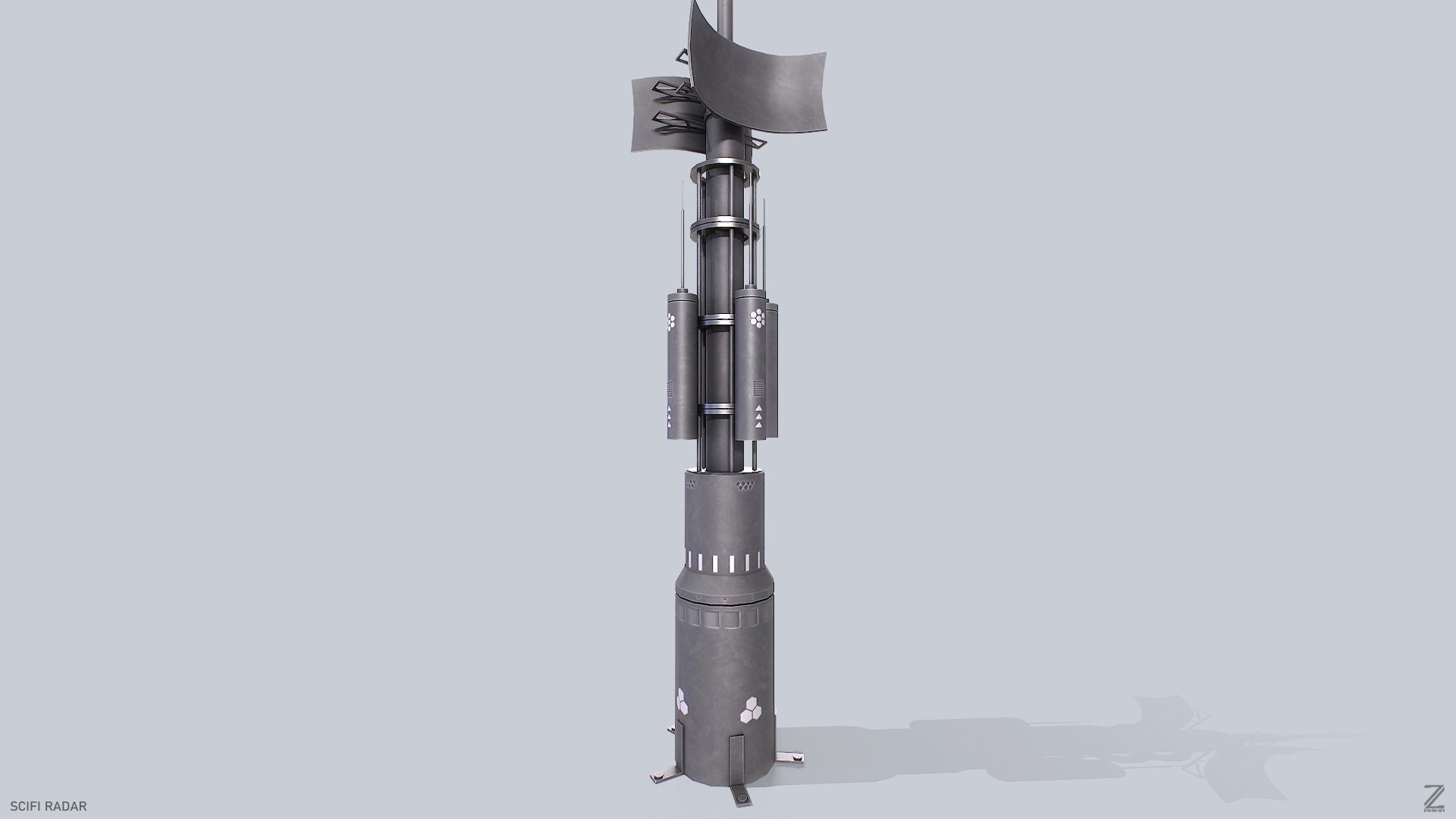 Scifi radar Low-poly 3D model_5