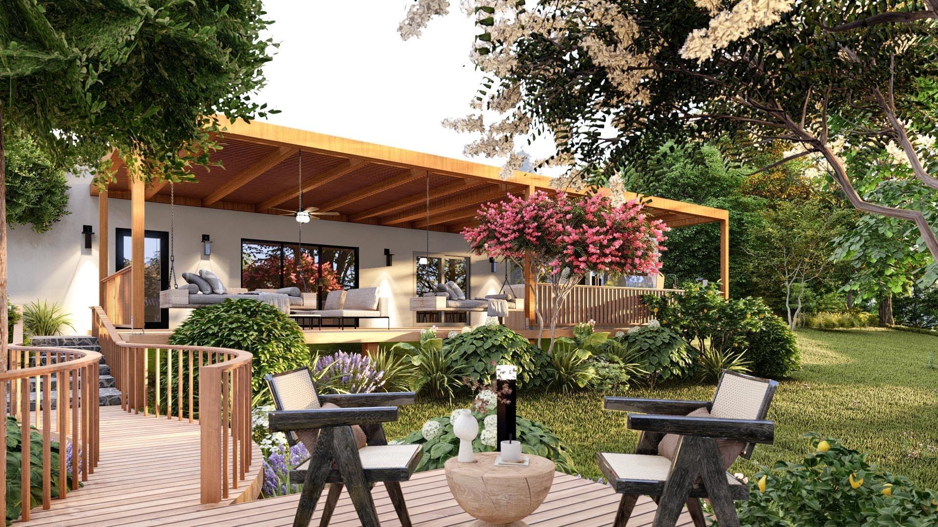  3D Exterior Scene 3D model design garden and landscape 3D model_1