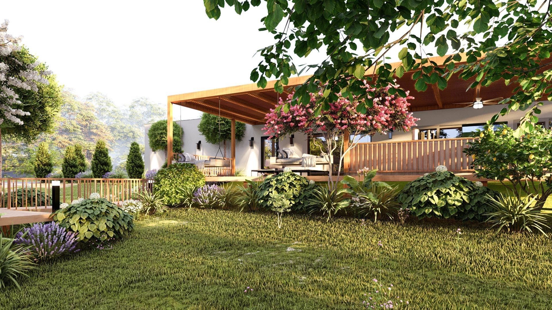  3D Exterior Scene 3D model design garden and landscape 3D model_4