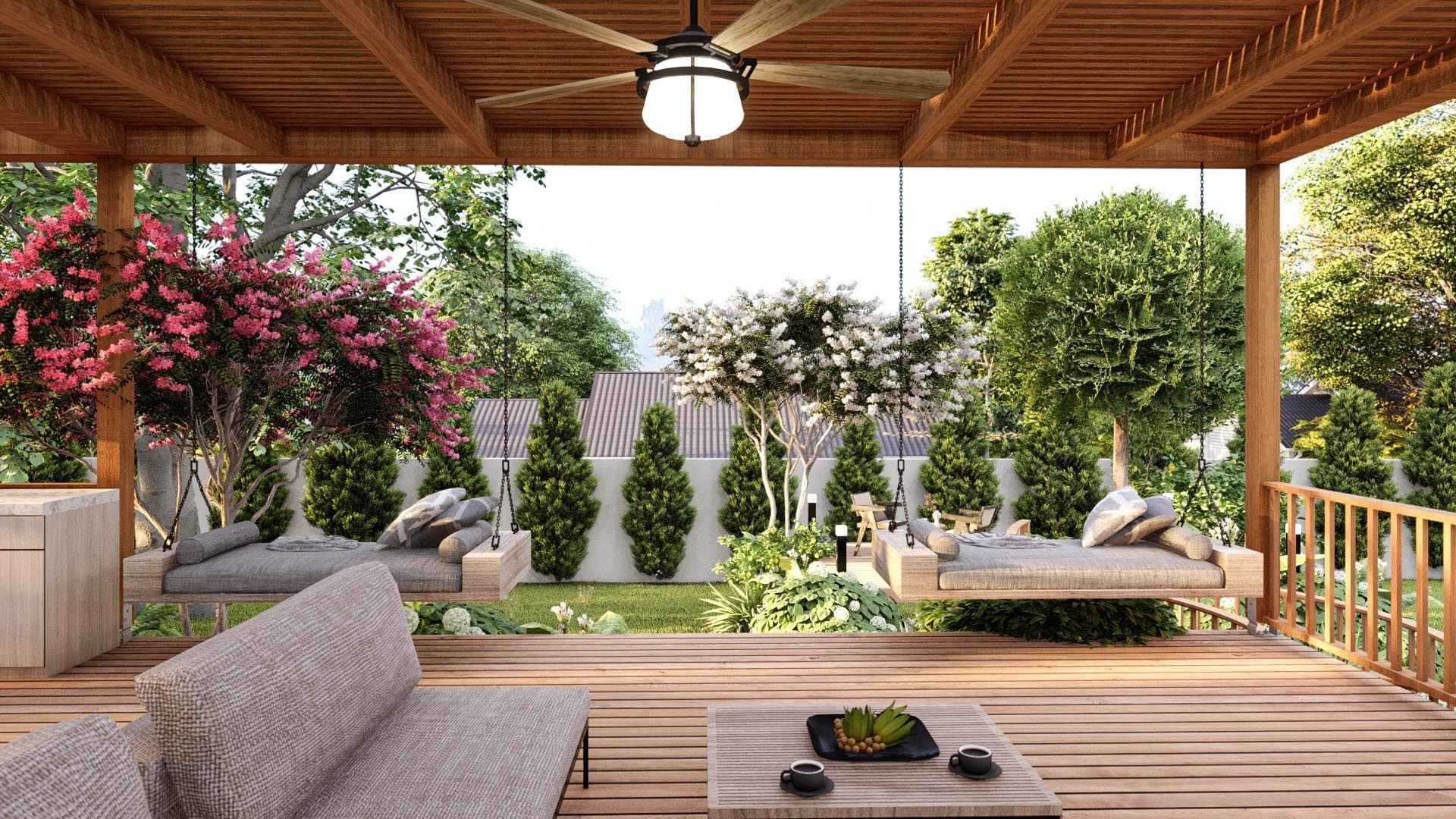  3D Exterior Scene 3D model design garden and landscape 3D model_3