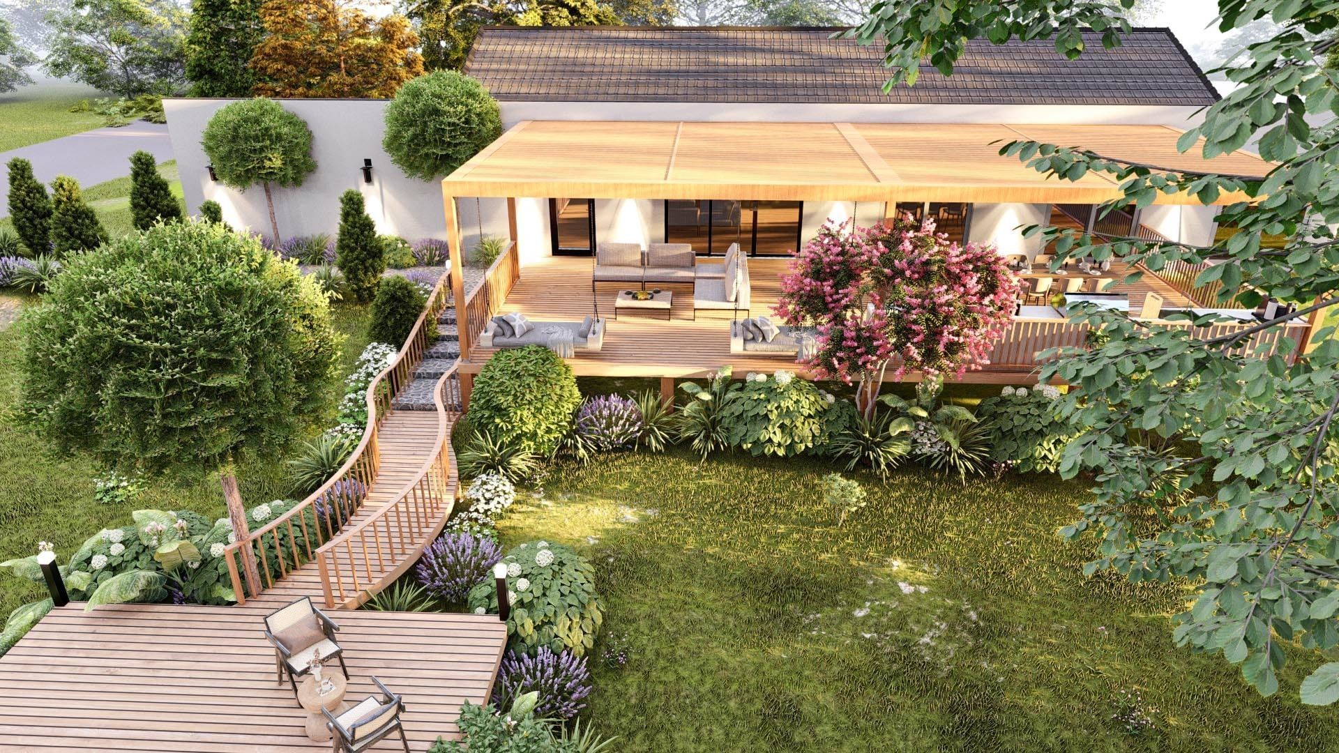  3D Exterior Scene 3D model design garden and landscape 3D model_5