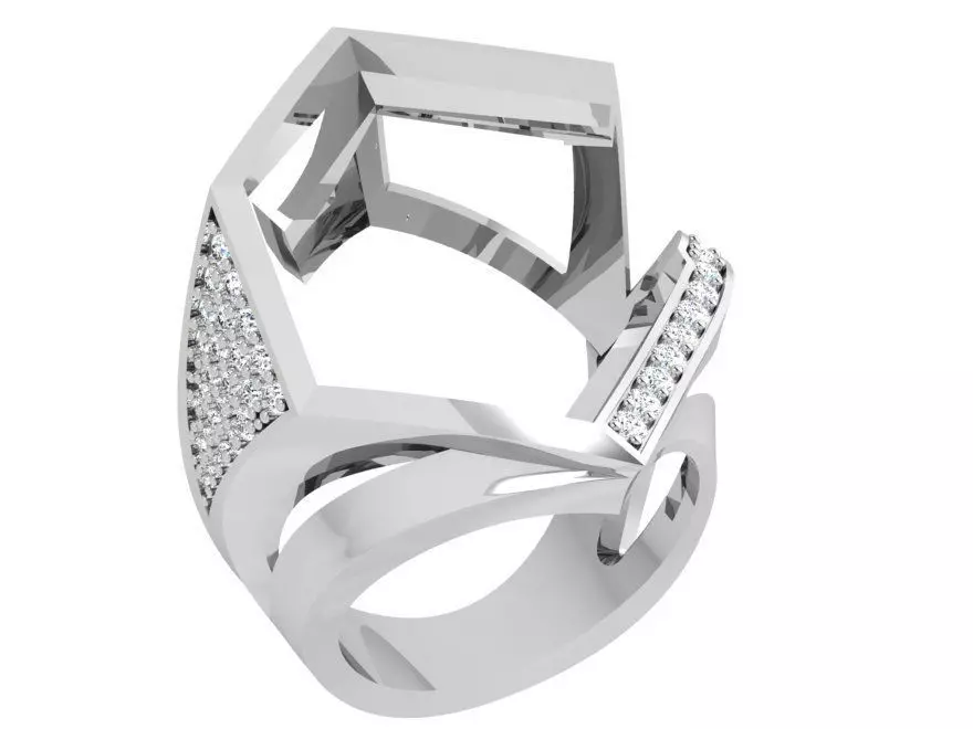Hexagon Diamond Unique Ring 3962 3D print model