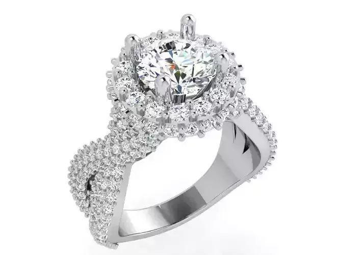 Round Halo Twisted Ring 3966