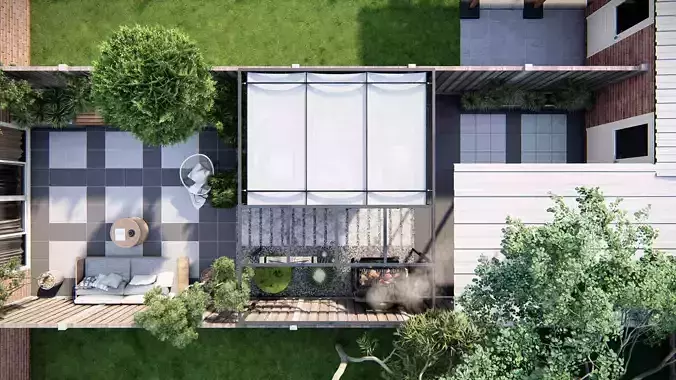  3D Exterior Scene 3D model design garden and landscape