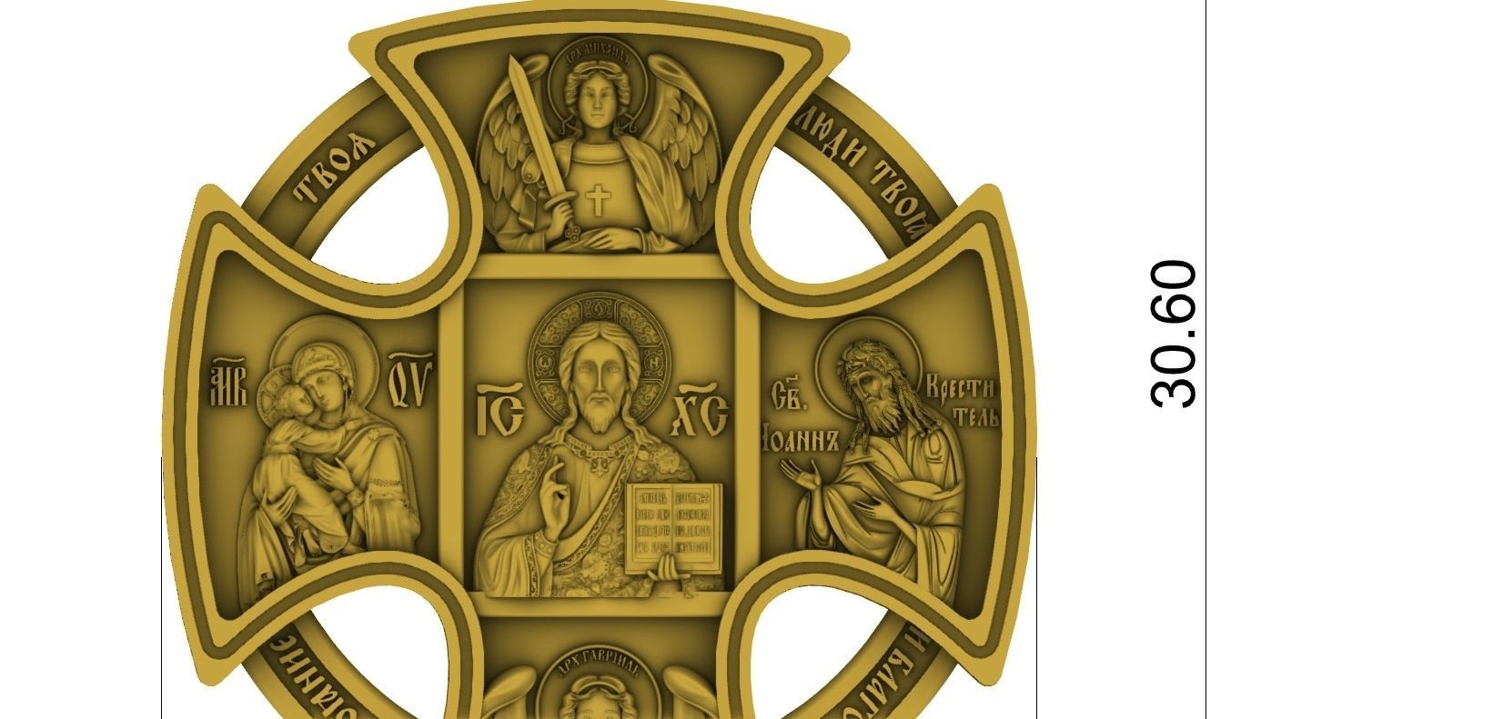 Orthodox cross with icons  double sided 3D print model_2