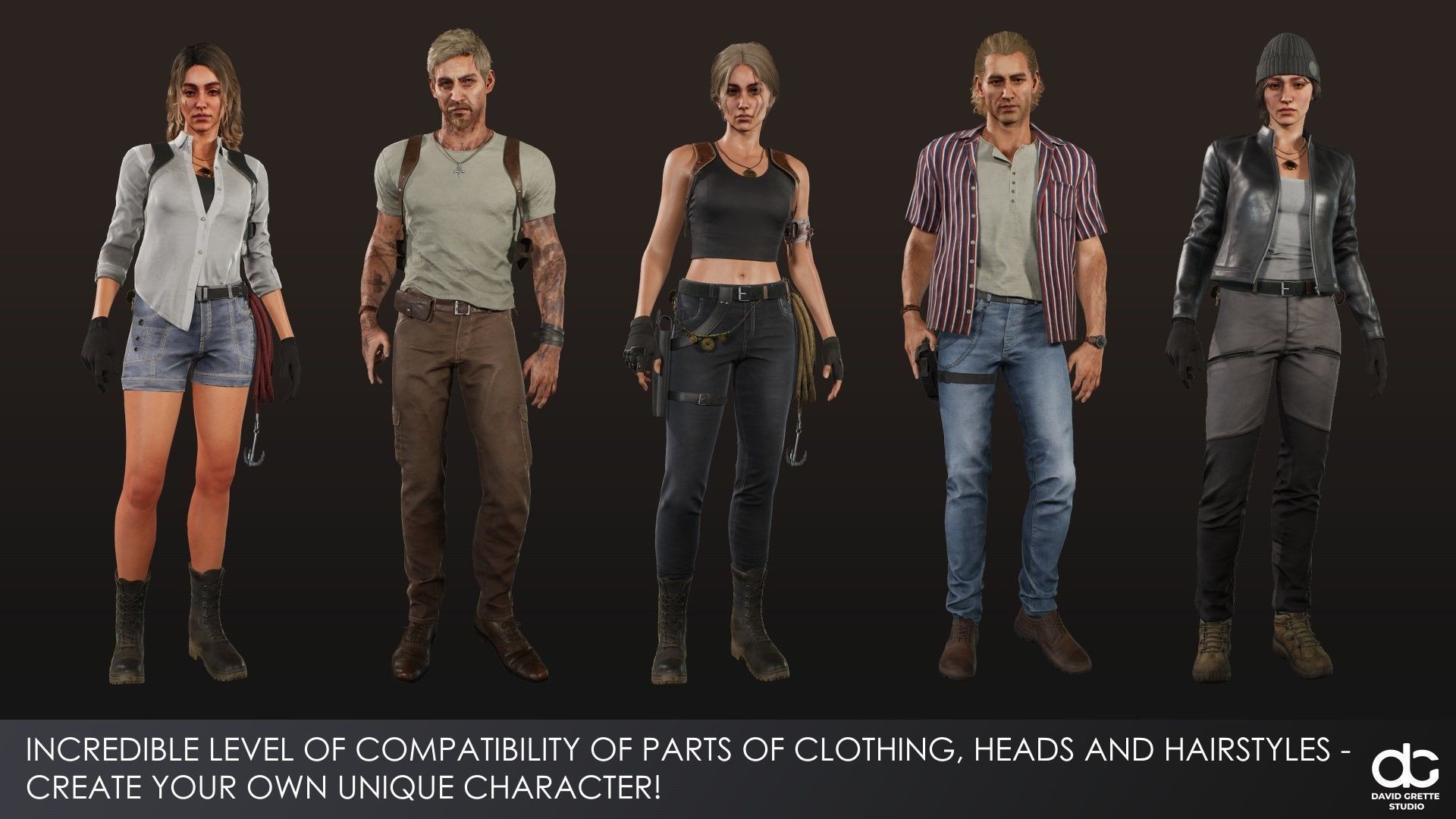 Adventure Characters Pack - Survival Survivor RPG Shooter Action Low-poly 3D model_28