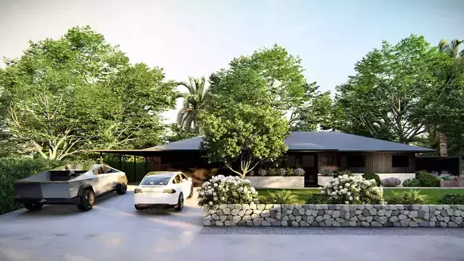   3D Exterior Scene 3D model design garden and landscape