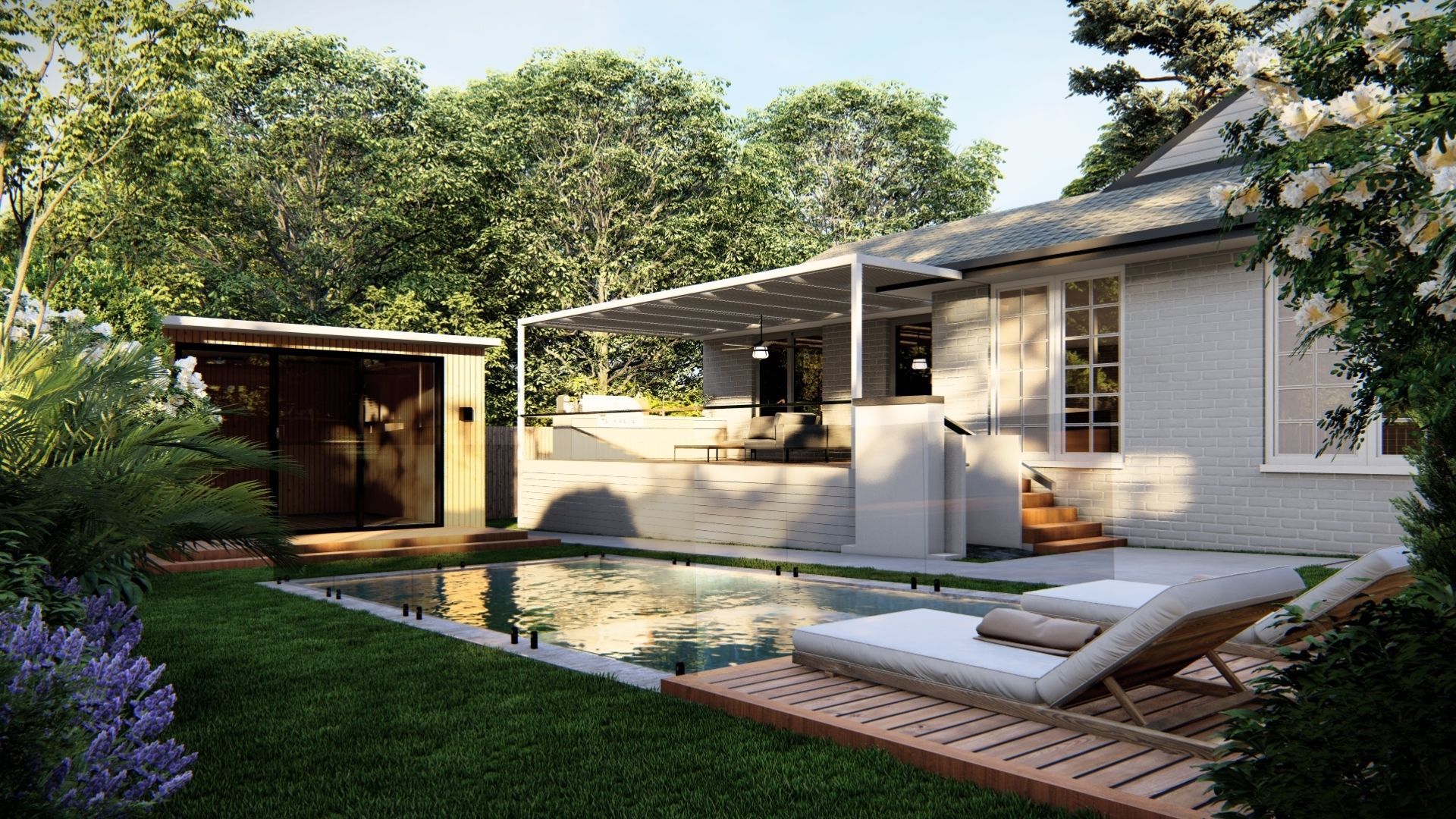   3D Exterior Scene 3D model design garden and landscape 3D model_7