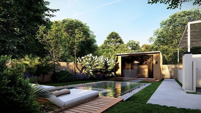   3D Exterior Scene 3D model design garden and landscape 3D model