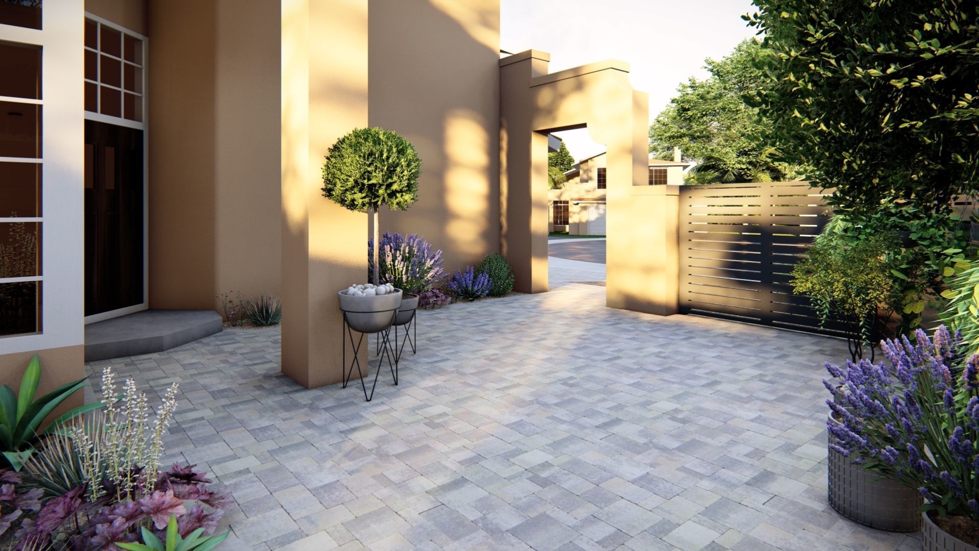 3D Exterior Scene 3D model design garden and landscape 3D model_4