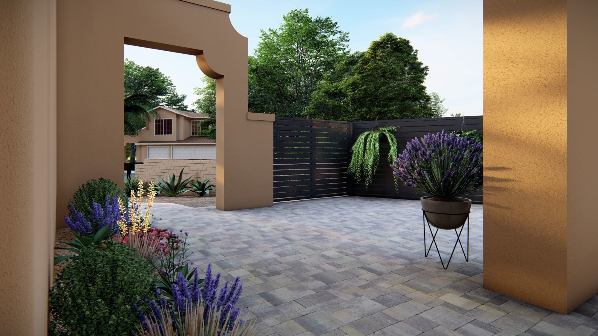 3D Exterior Scene 3D model design garden and landscape 3D model_5