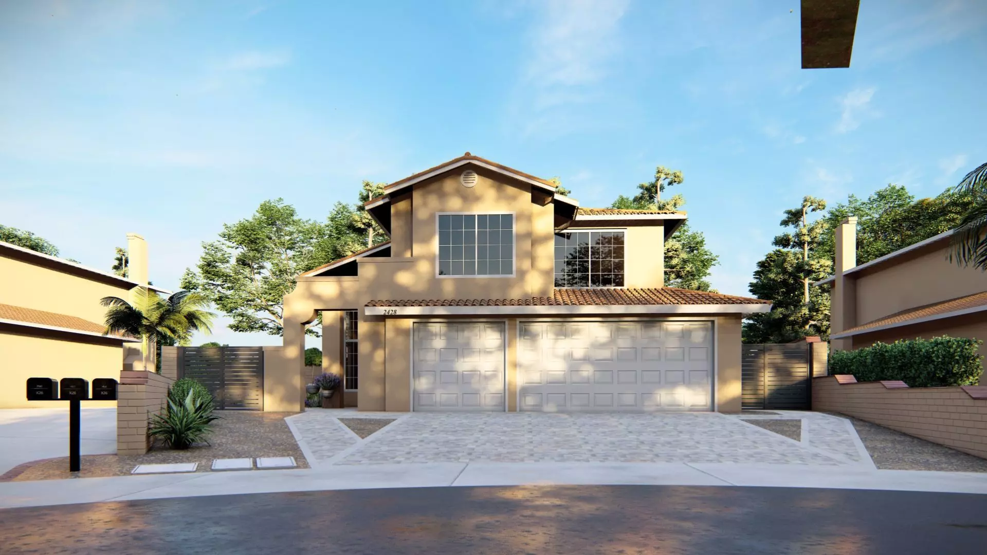 3D Exterior Scene 3D model design garden and landscape 3D model_0