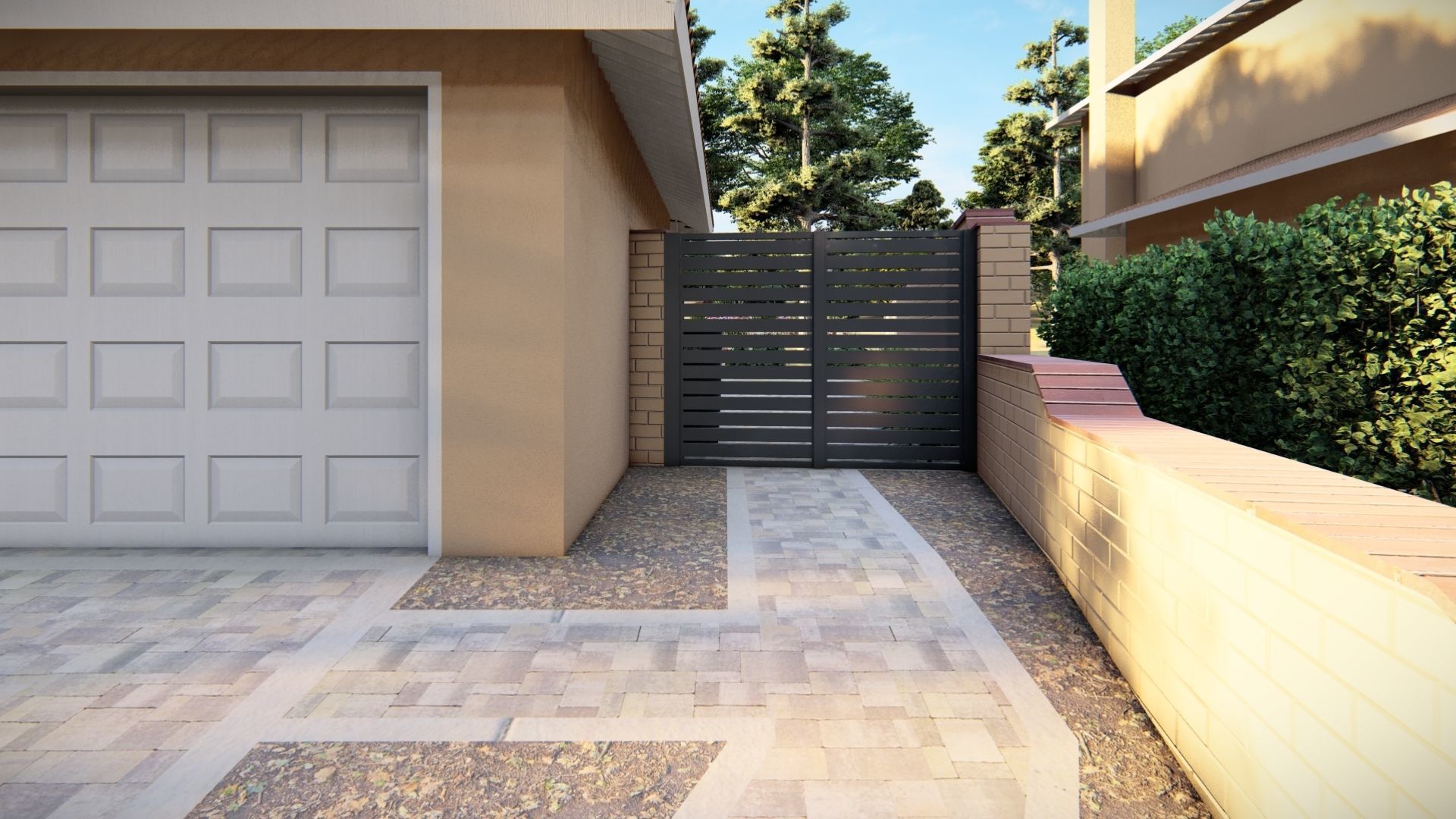 3D Exterior Scene 3D model design garden and landscape 3D model_9