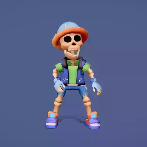 3D Skeleton Low Poly Subway Surfers Style RIGGED