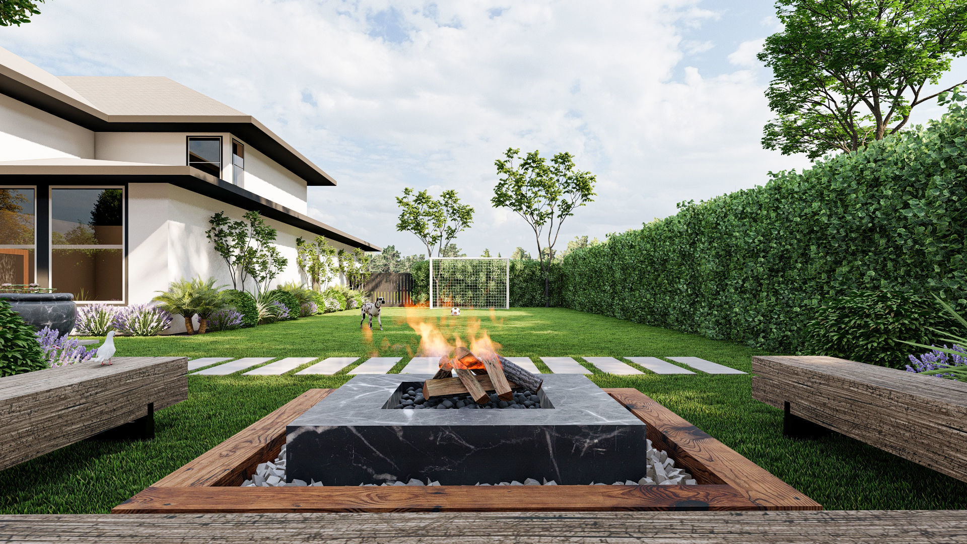 3D Exterior Scene 3D model design garden and landscape 3D model_1