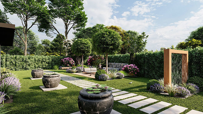 3D Exterior Scene 3D model design garden and landscape 3D model 7
