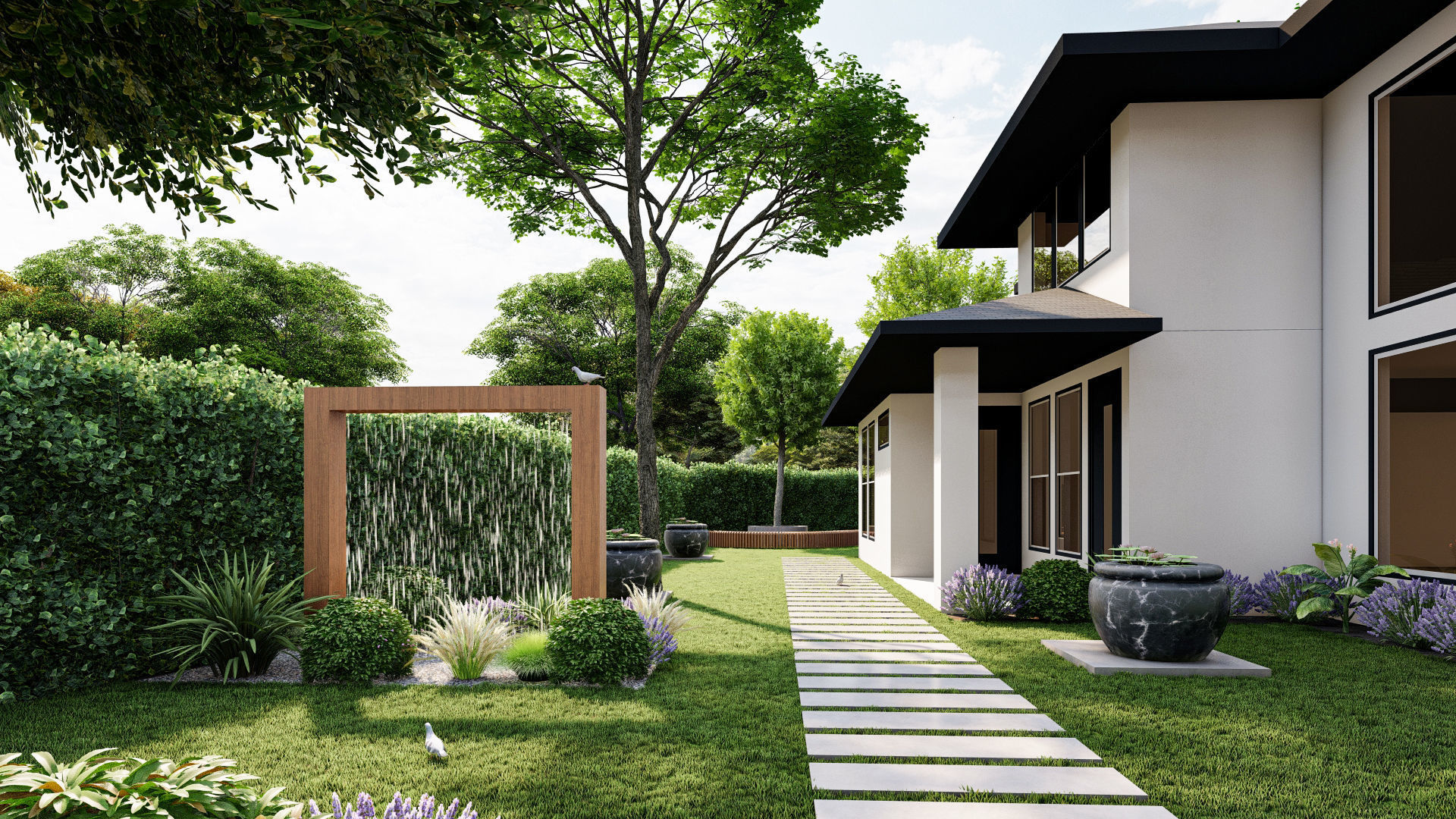 3D Exterior Scene 3D model design garden and landscape 3D model_5