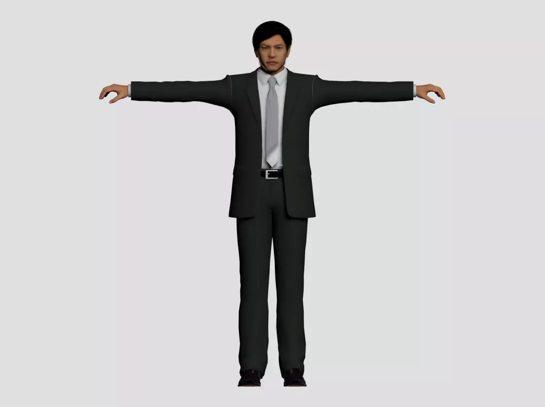 Man in suits Low-poly 3D model_0