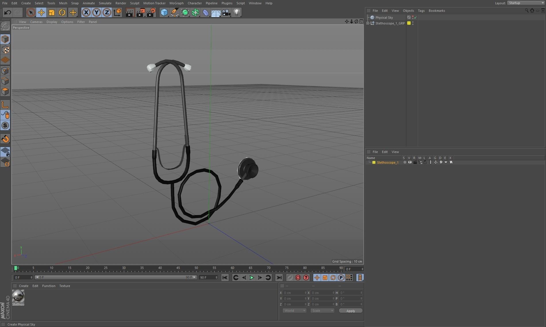 Stethoscope Black Low-poly 3D model_35