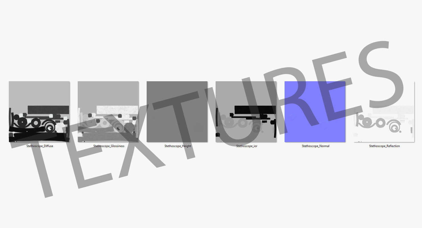 Stethoscope Black Low-poly 3D model_36