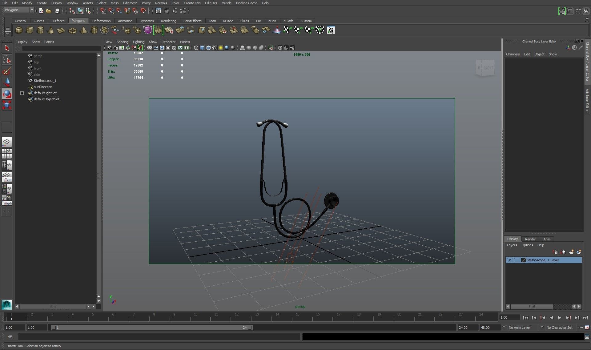 Stethoscope Black Low-poly 3D model_32
