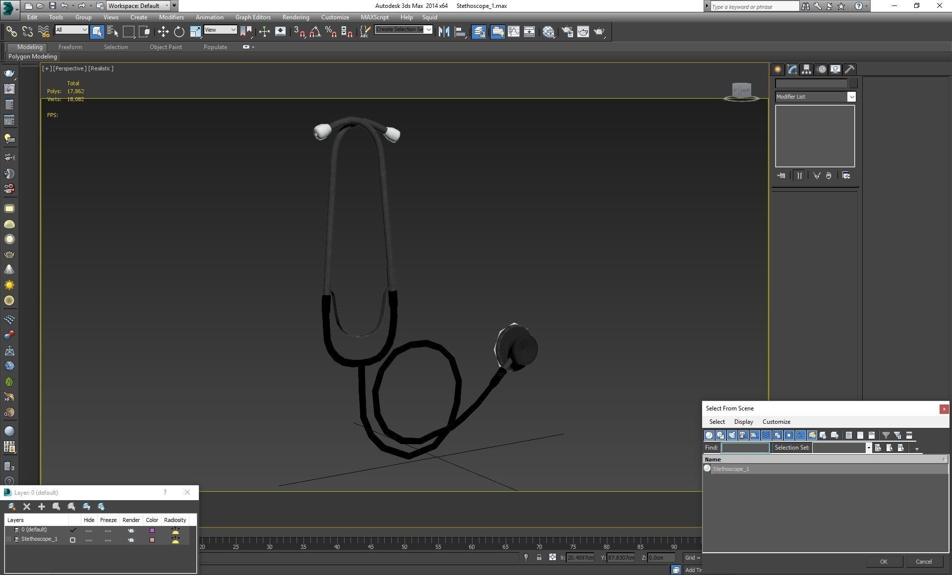 Stethoscope Black Low-poly 3D model_30
