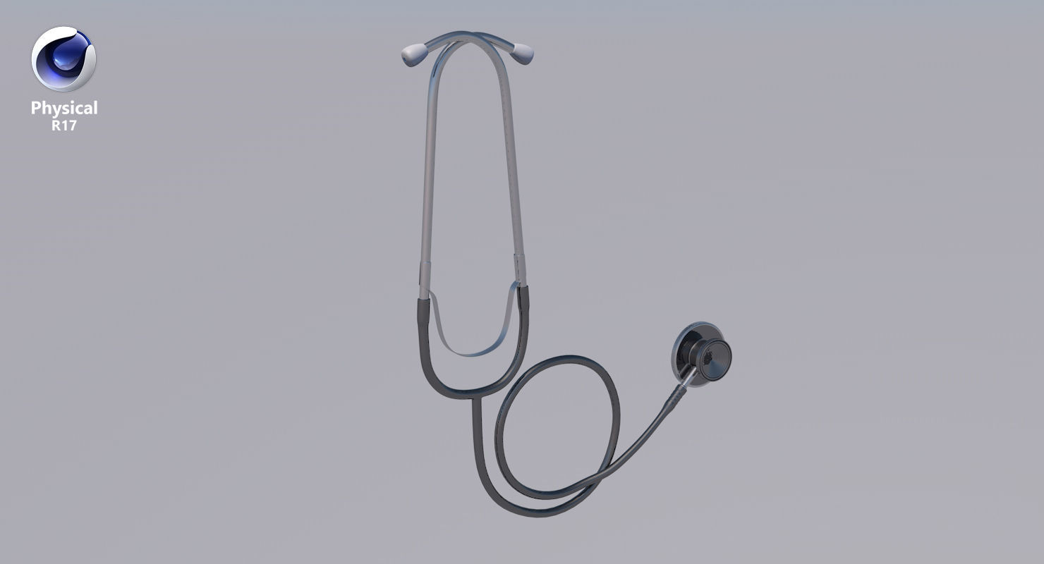 Stethoscope Black Low-poly 3D model_34