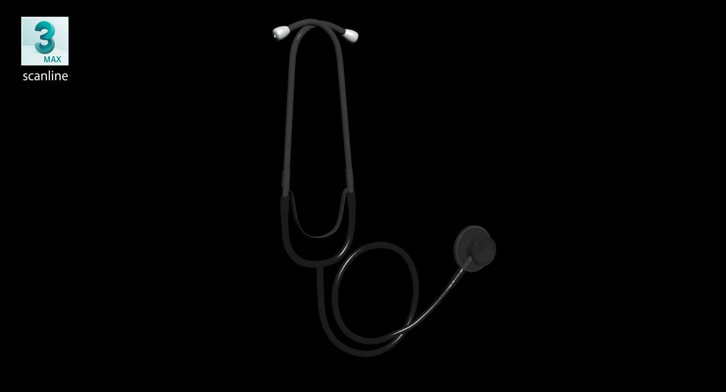 Stethoscope Black Low-poly 3D model_29