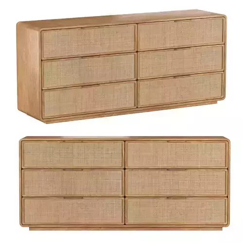 SANTIAGO CANE 6-DRAWER DRESSER