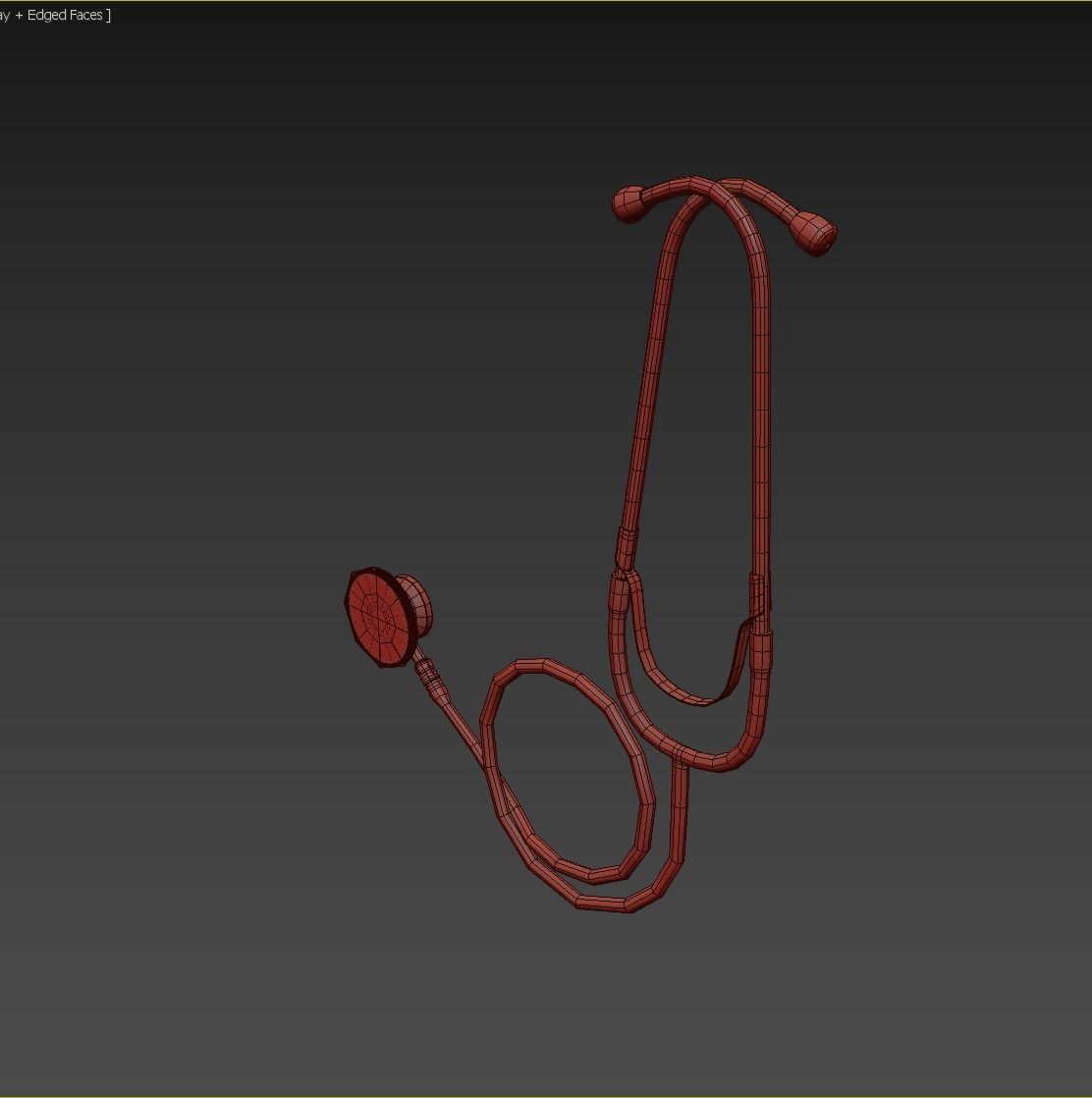 Stethoscope Red Low-poly 3D model_7