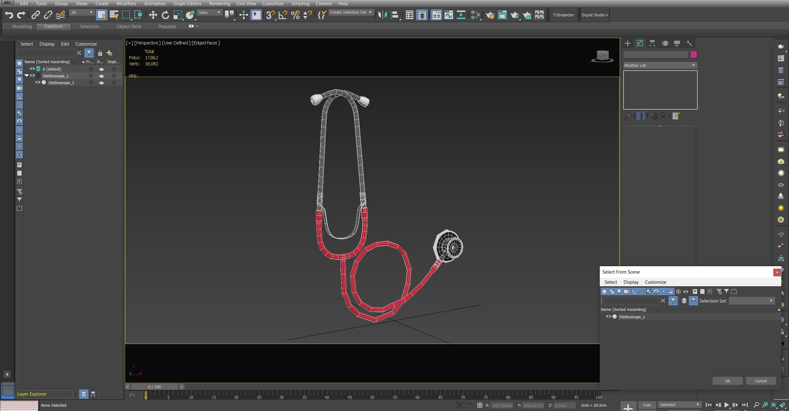 Stethoscope Red Low-poly 3D model_25