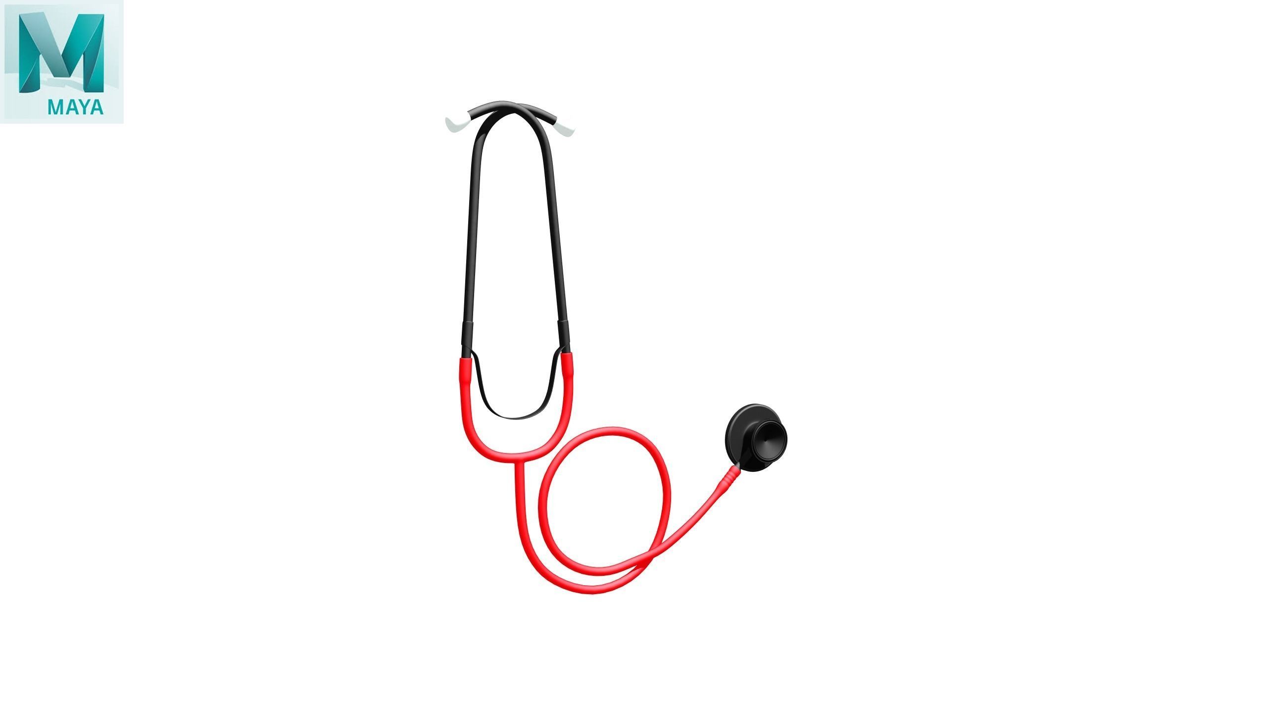Stethoscope Red Low-poly 3D model_26