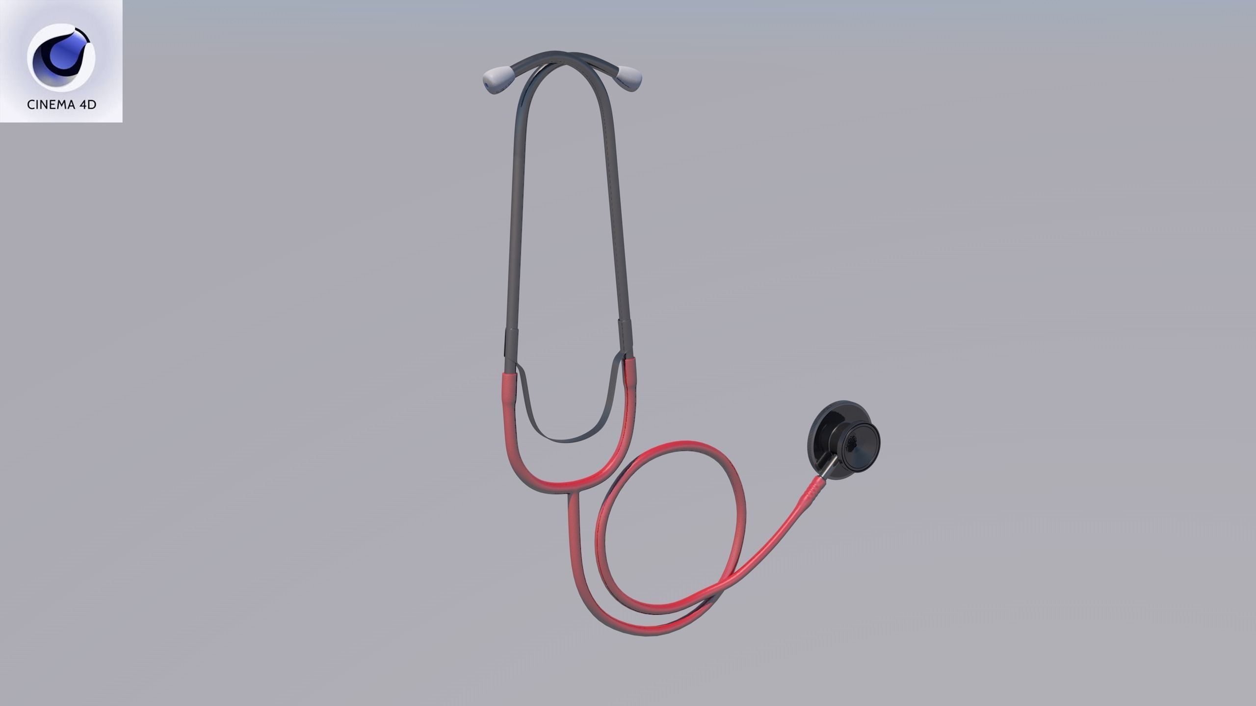 Stethoscope Red Low-poly 3D model_28