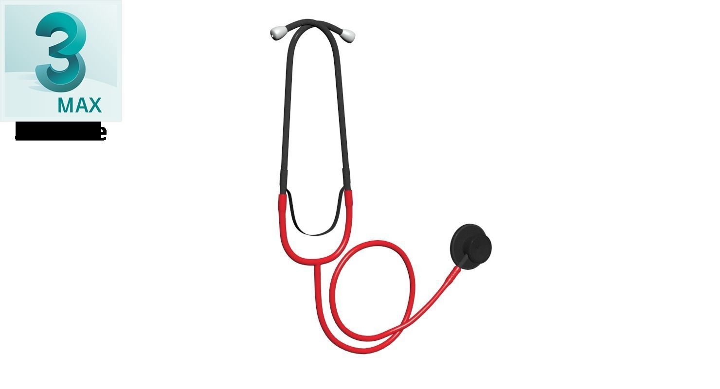 Stethoscope Red Low-poly 3D model_24