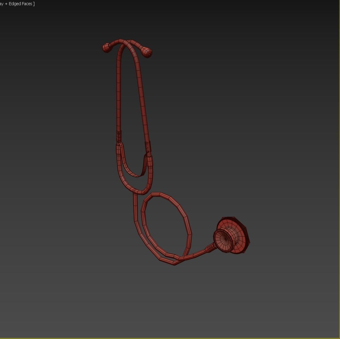 Stethoscope Red Low-poly 3D model_1