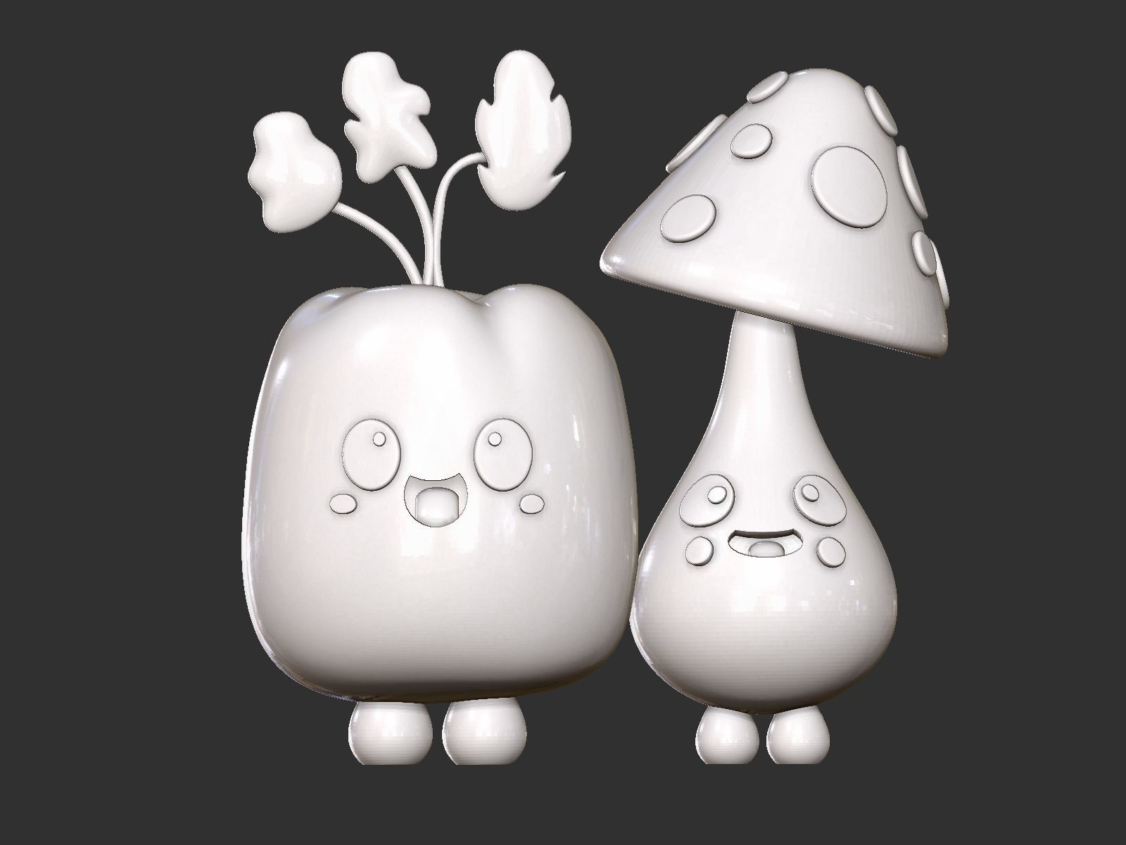 cute mushroom and carrots 3D print model_4