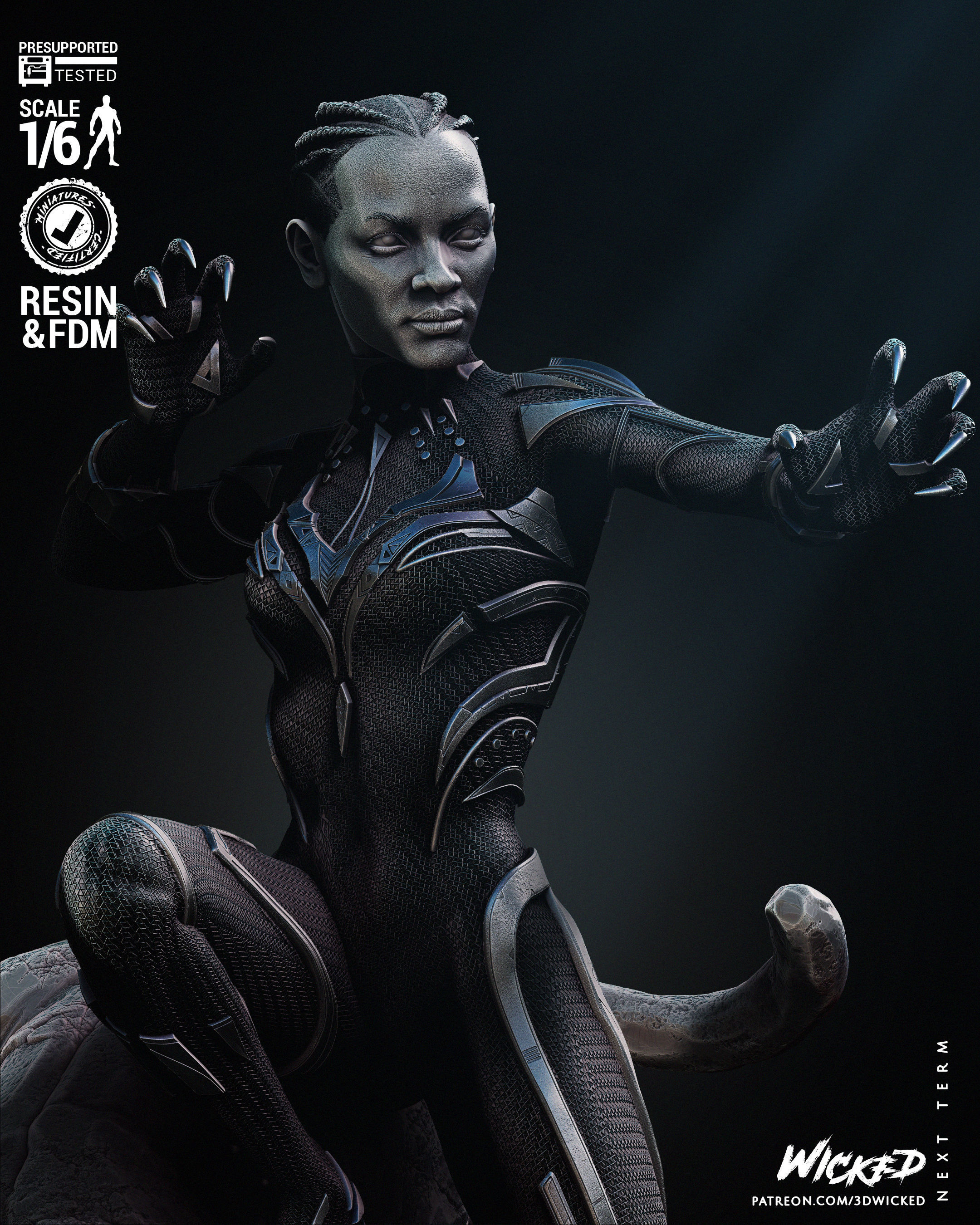 Wicked Marvel Shuri sculpture Tested for 3D printing 3D print model_9