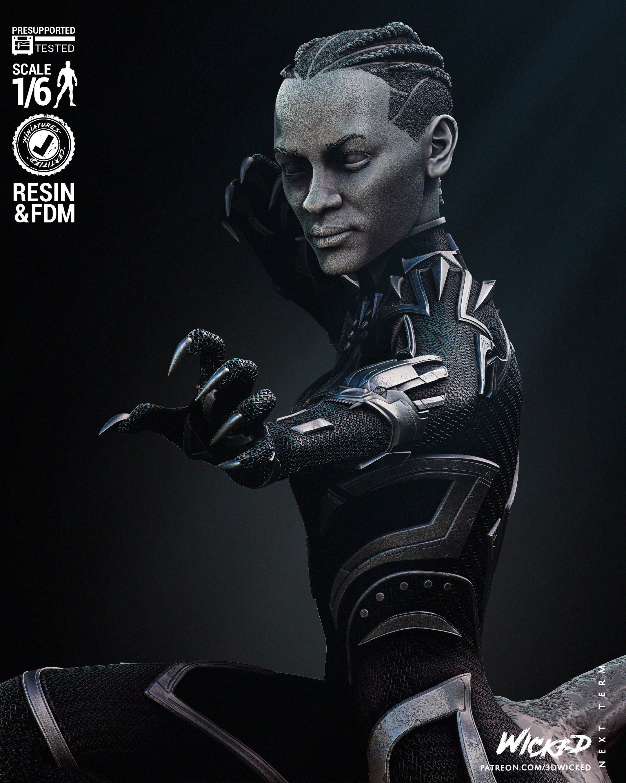 Wicked Marvel Shuri sculpture Tested for 3D printing 3D print model_13