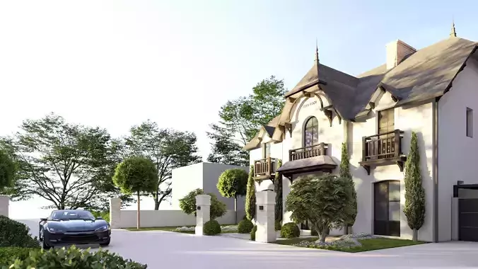  3D Exterior Scene 3D model design garden and landscape