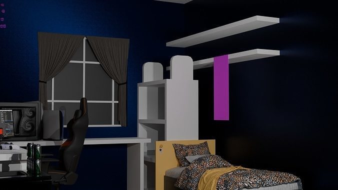 Gaming room  Low-poly 3D model